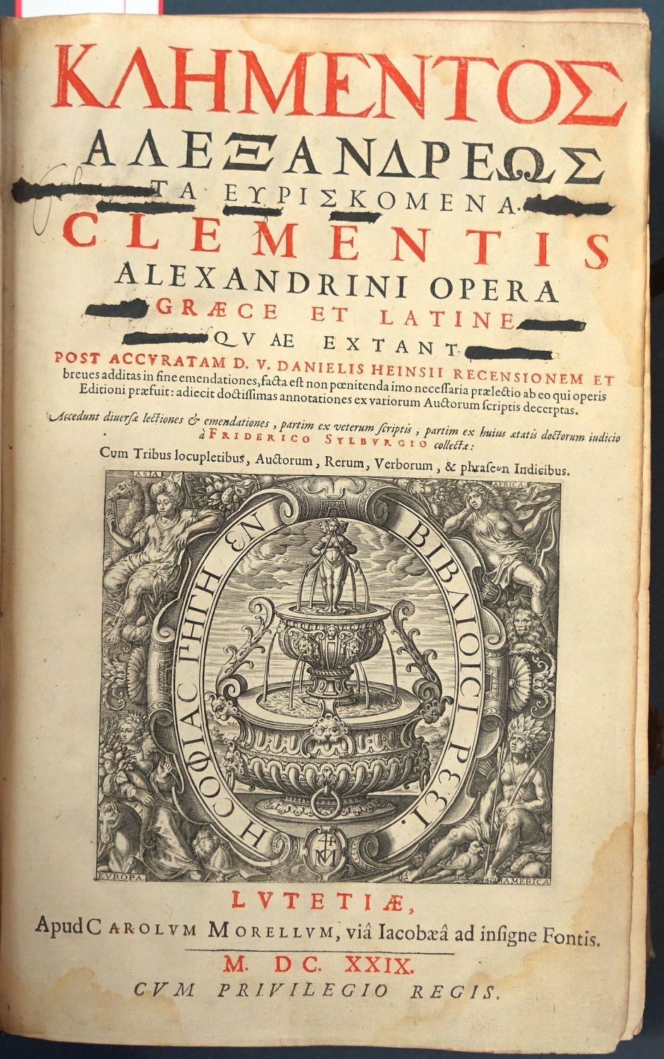 Lot 1261, Auction  115, Clemens von Alexandria, Opera Graece et Latinae quae extant