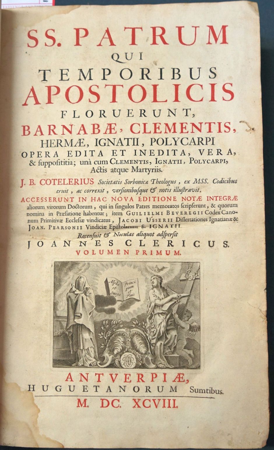 Lot 1263, Auction  115, Cotelier, Jean-Baptiste, SS. patrum, qui temporibus apostolicis floruerunt, Barnabae, Clementis, Hermae