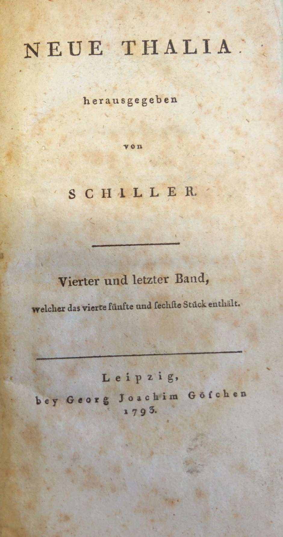 Lot 2083, Auction  115, Hölderlin, Friedrich, Vier Erstdrucke, in: Neue Thalia, hrsg. v. F. Schiller, Bd. IV