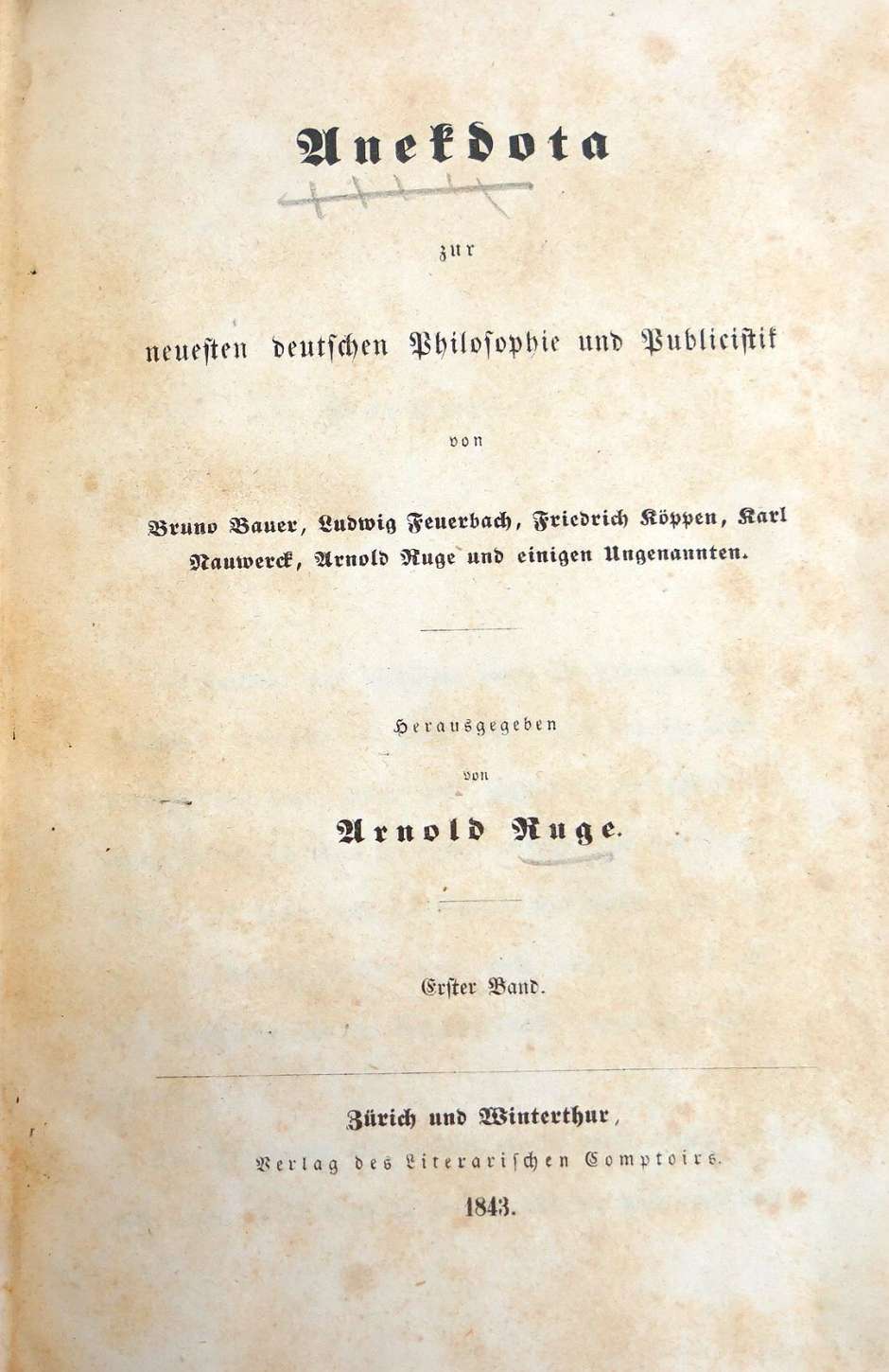 Lot 2147, Auction  115, Ruge, Arnold, Anekdota zur neuesten deutschen Philosophie und Publicistik