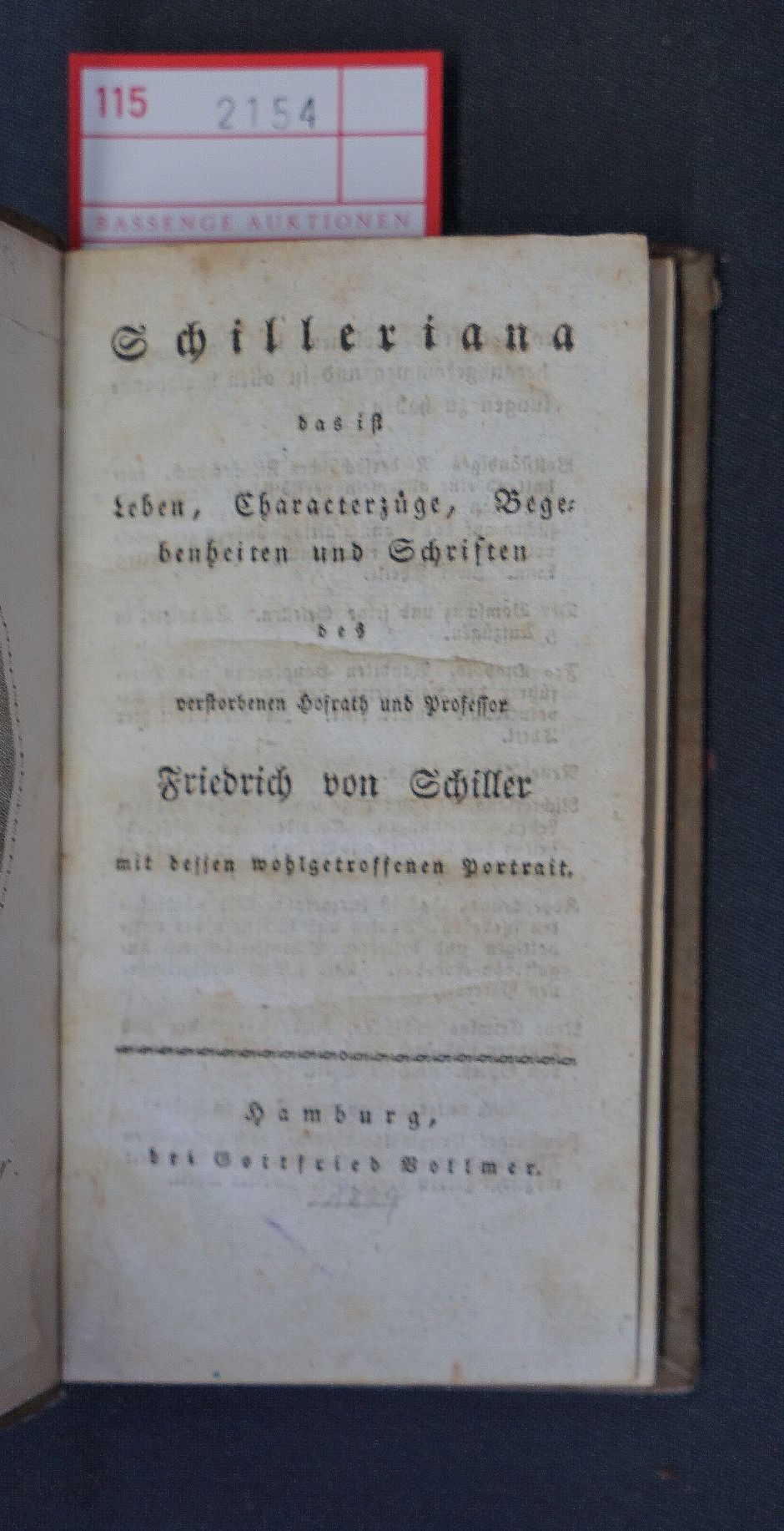 Lot 2154, Auction  115, Schilleriana und , Friedrich von Schiller