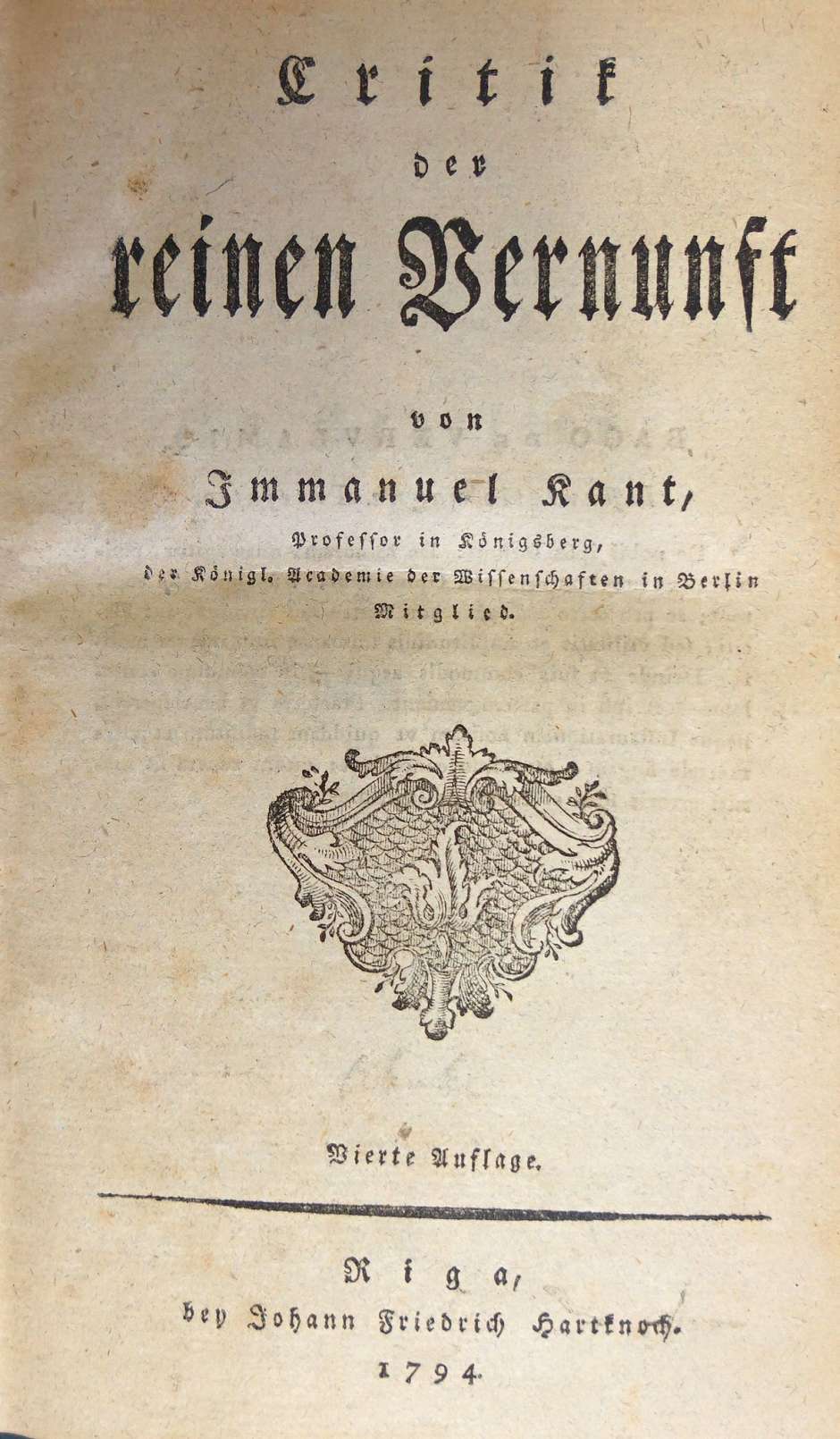 Lot 2216, Auction  115, Kant, Immanuel, Critik der reinen Vernunft