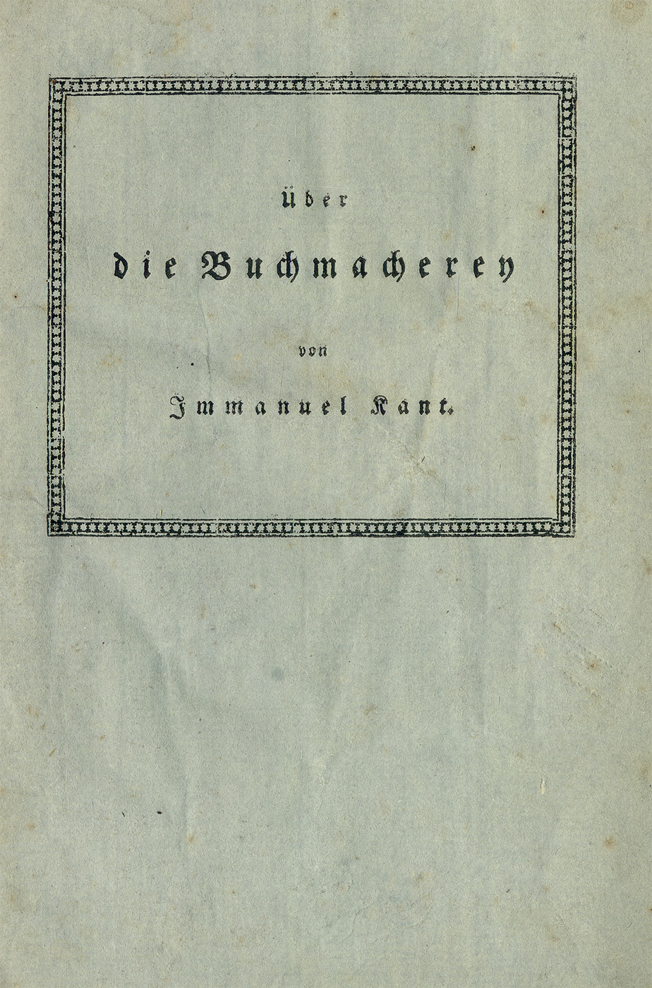 Lot 2217, Auction  115, Kant, Immanuel, Ueber die Buchmacherey
