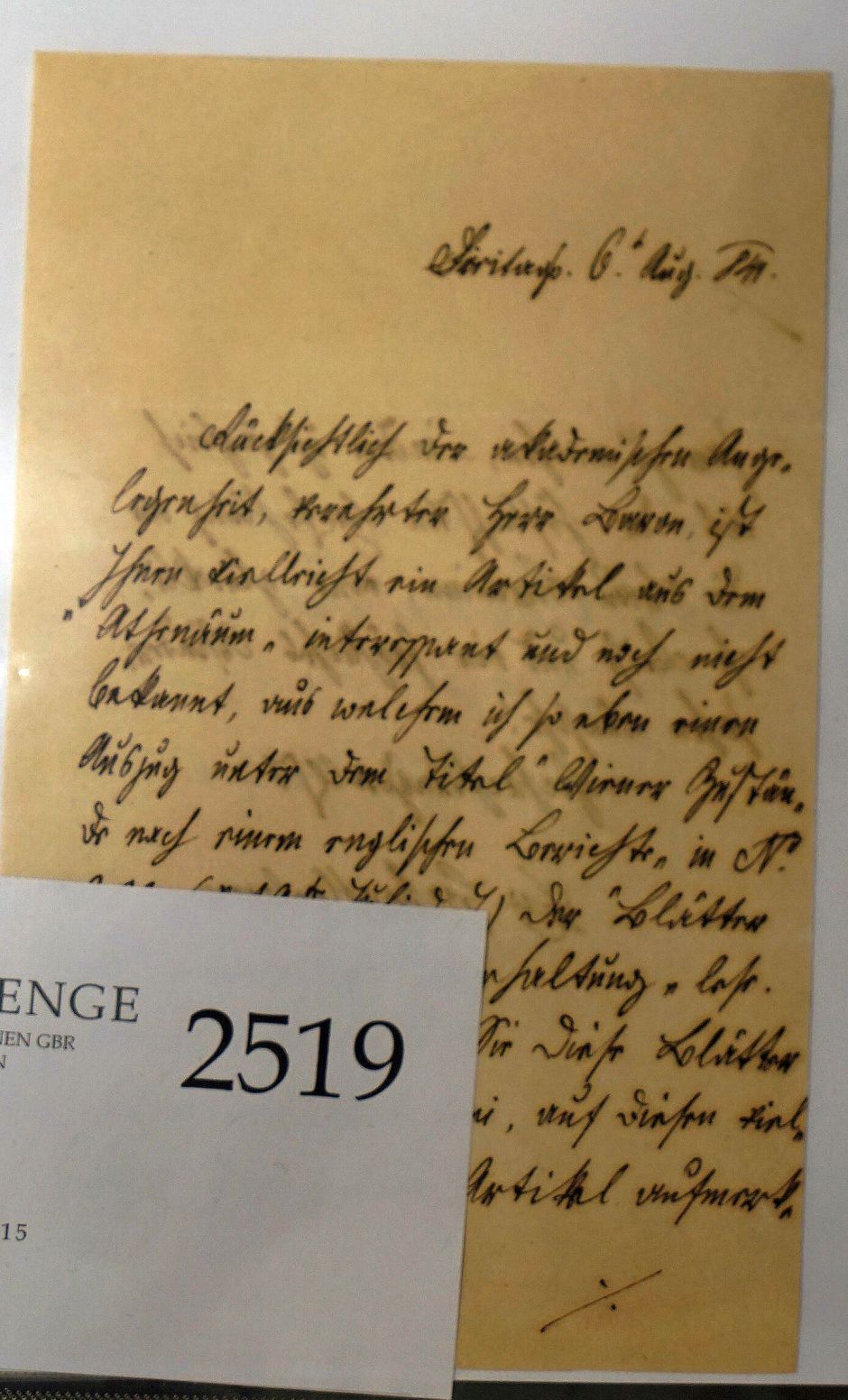 Lot 2519, Auction  115, Feuchtersleben, Ernst von, Brief an Hammer-Purgstall