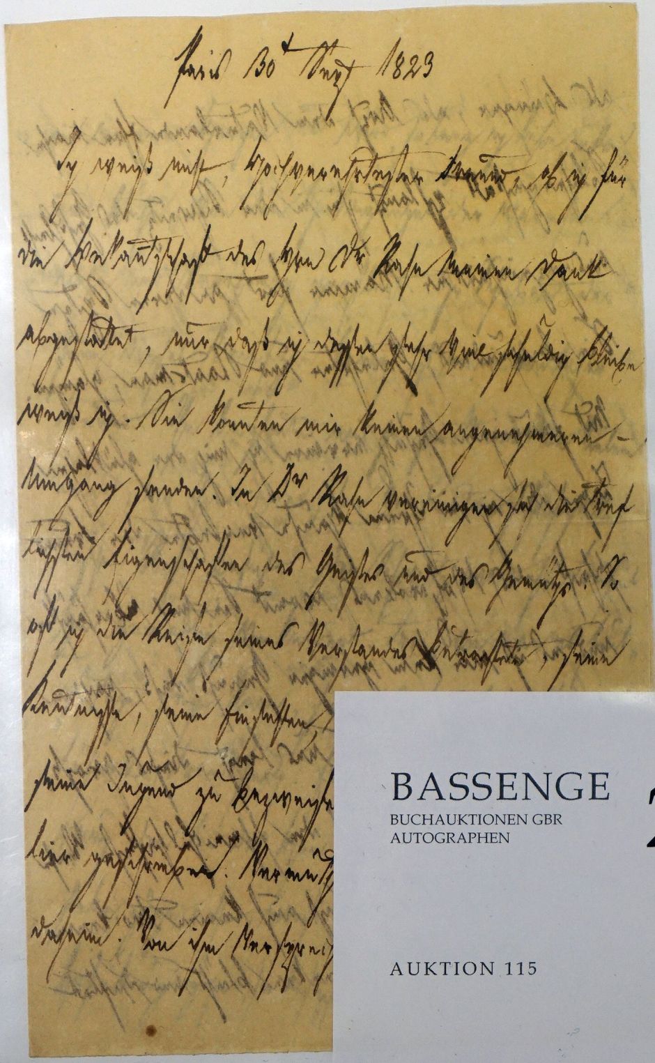 Lot 2561, Auction  115, Oelsner, Konrad, Brief 1823