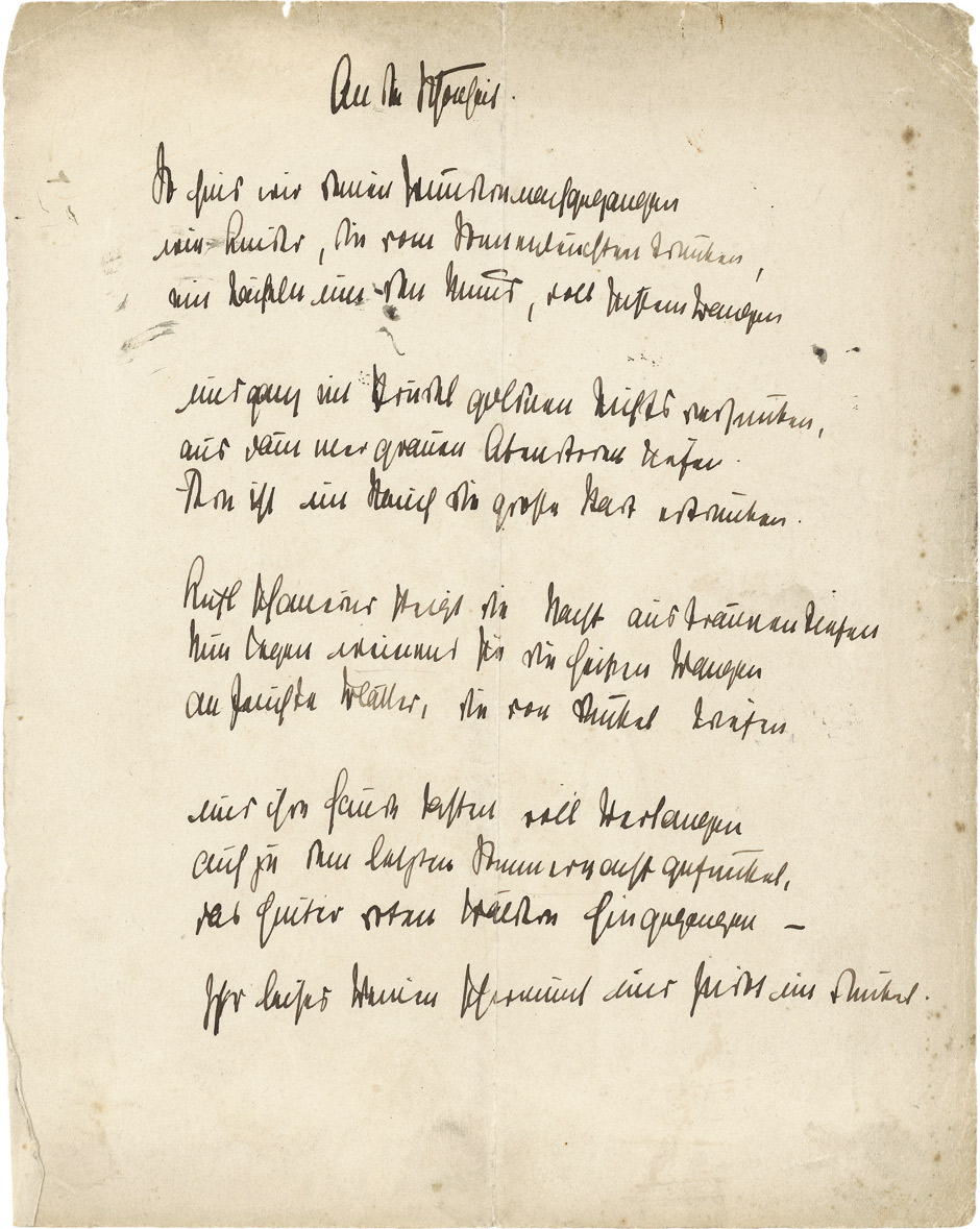 Lot 2577, Auction  115, Stadler, Ernst, Gedichtmanuskript "An die Schönheit"