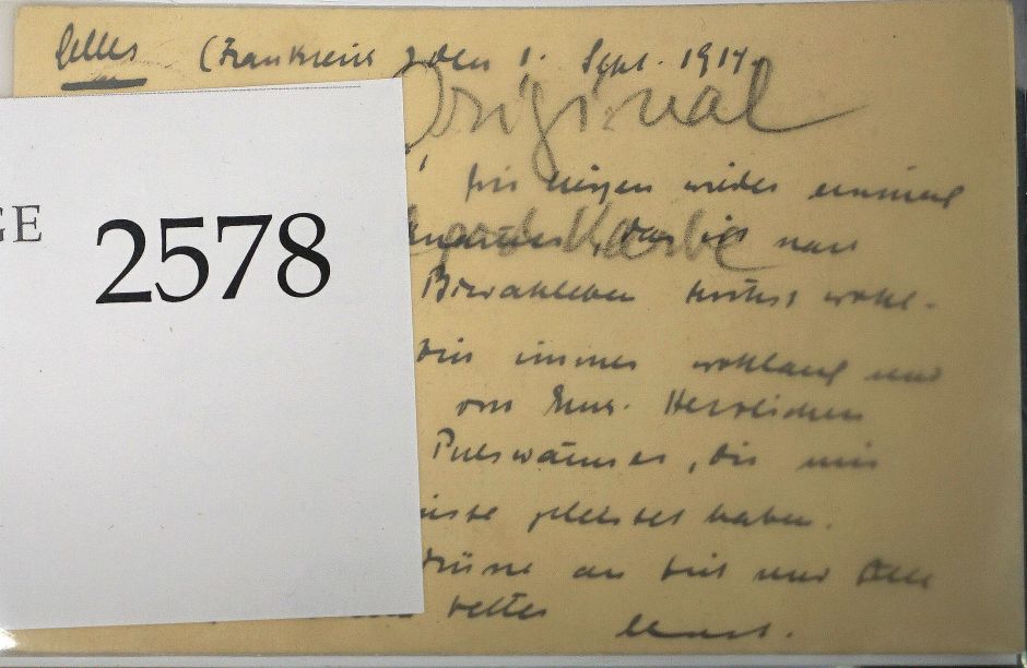 Lot 2578, Auction  115, Stadler, Ernst, Feldpostkarte 1. Sept. 1914