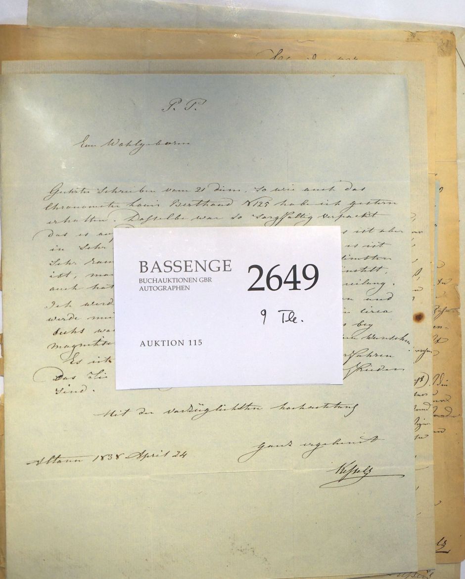 Lot 2649, Auction  115, Kessels, Johann Heinrich, Sammlung von 8 Briefen