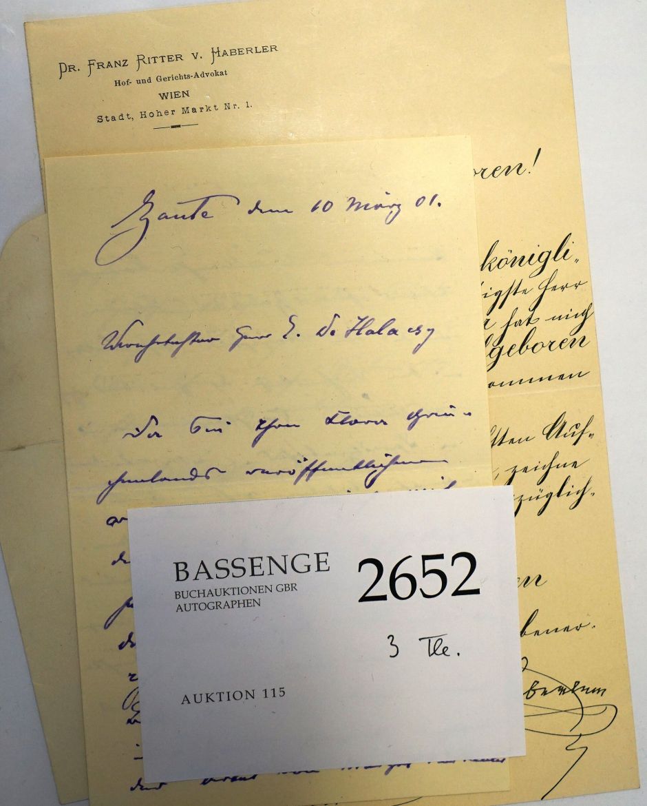 Lot 2652, Auction  115, Ludwig Salvator, Erzherzog von Österreich, Brief 1901 + Beilagen
