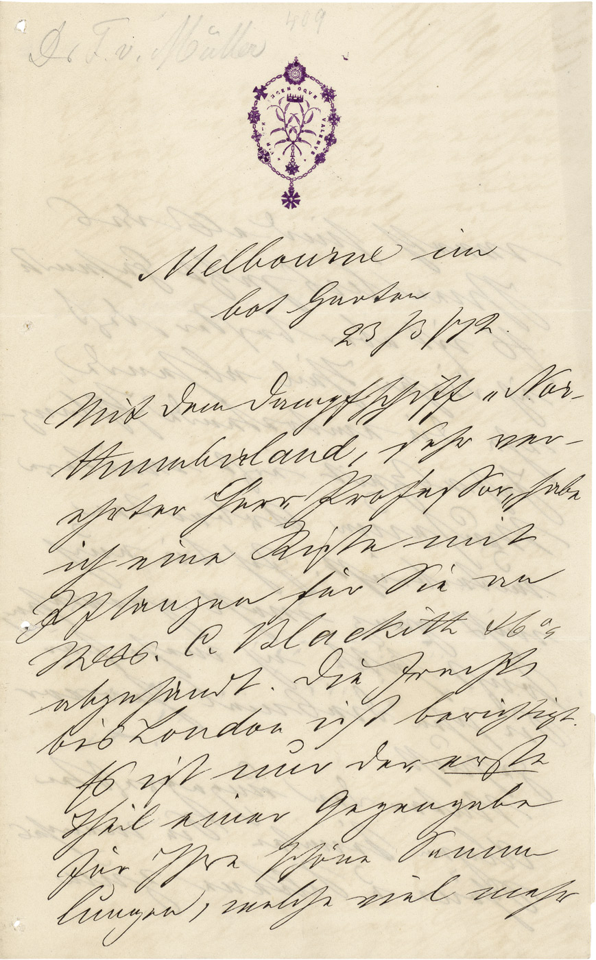 Lot 2658, Auction  115, Mueller, Ferdinand Frhr von, 10 Briefe aus Melbourne