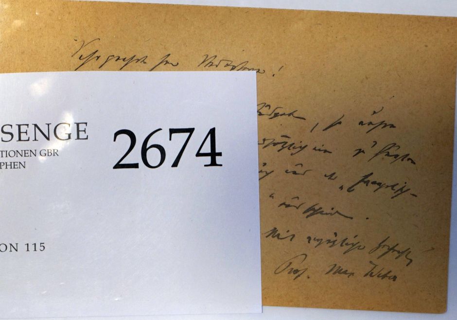 Lot 2674, Auction  115, Weber, Max, Postkarte 1918