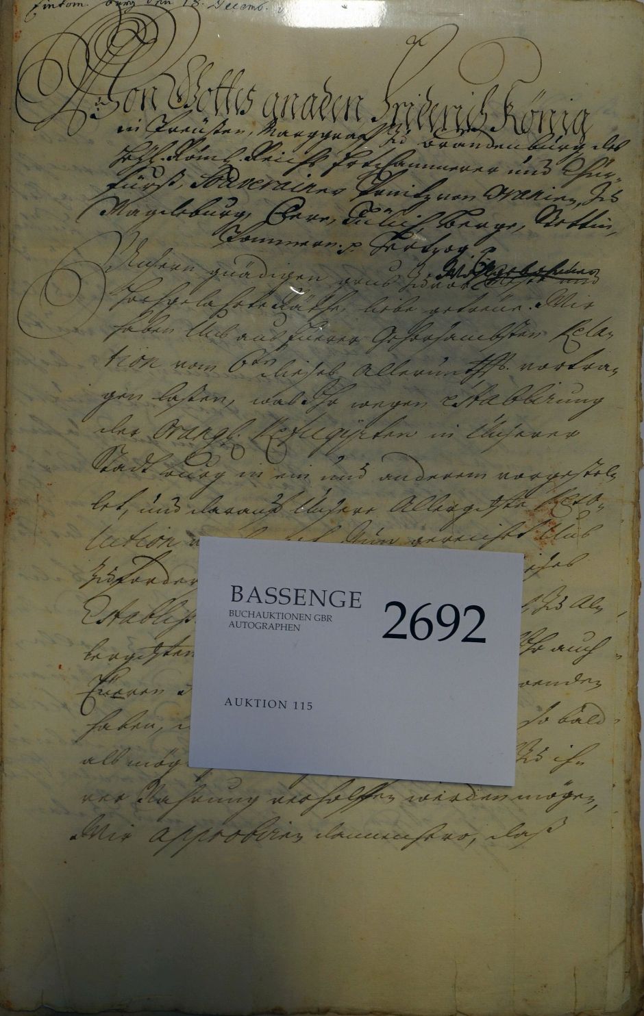 Lot 2692, Auction  115, Friedrich I., König in Preußen, Edikt 1704 betr. die Réfigiés