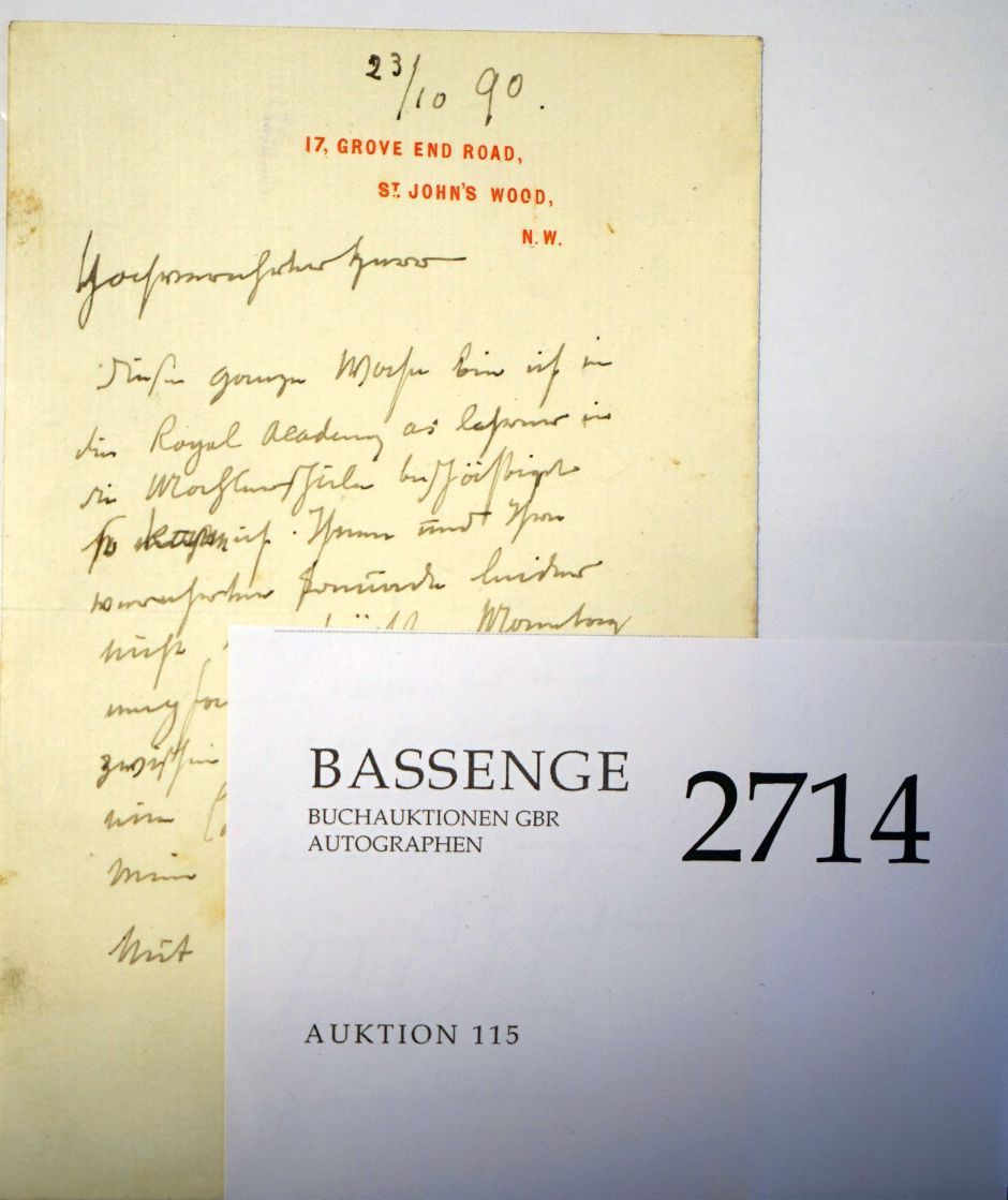Lot 2714, Auction  115, Alma-Tadema, Sir Lawrence, Brief 1890