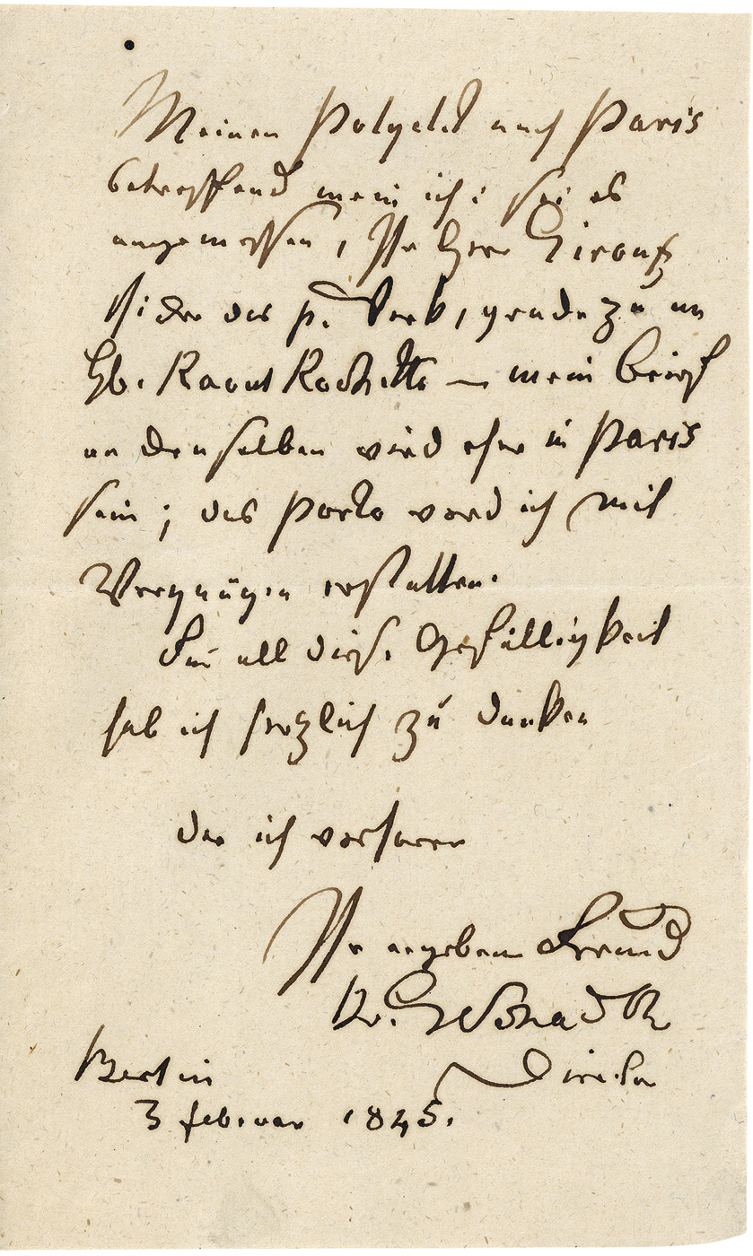 Lot 2735, Auction  115, Schadow, Johann G., Brief 1845