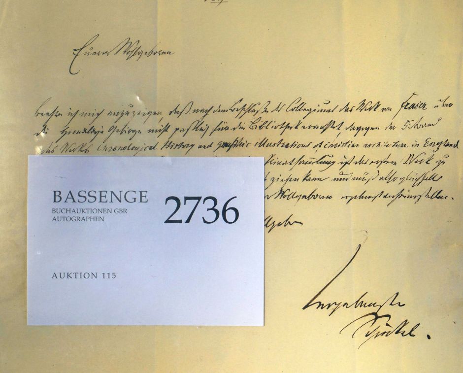 Lot 2736, Auction  115, Schinkel, Karl Friedrich, Brief an den Buchhändler Asher