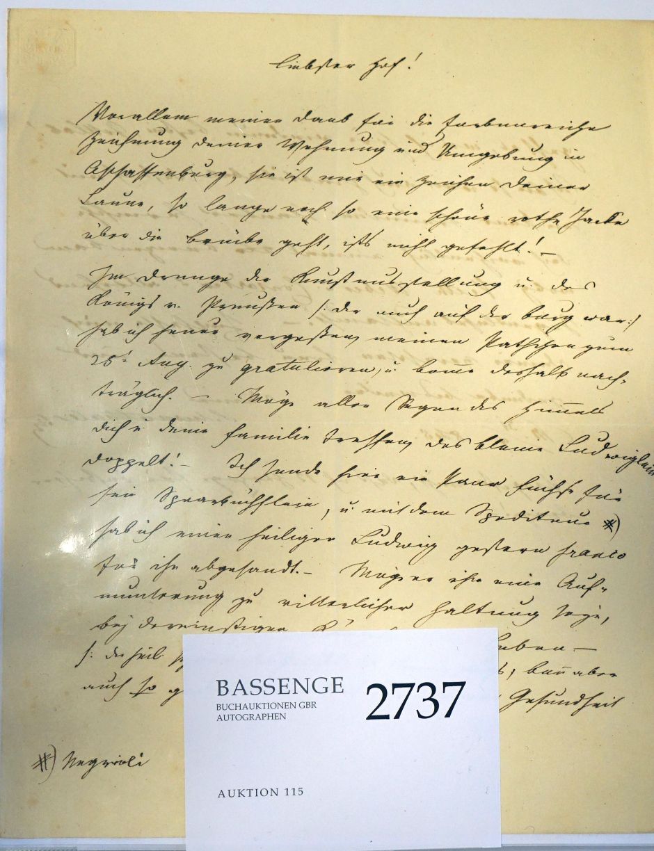 Lot 2737, Auction  115, Schwanthaler, Ludwig von, Brief 1845