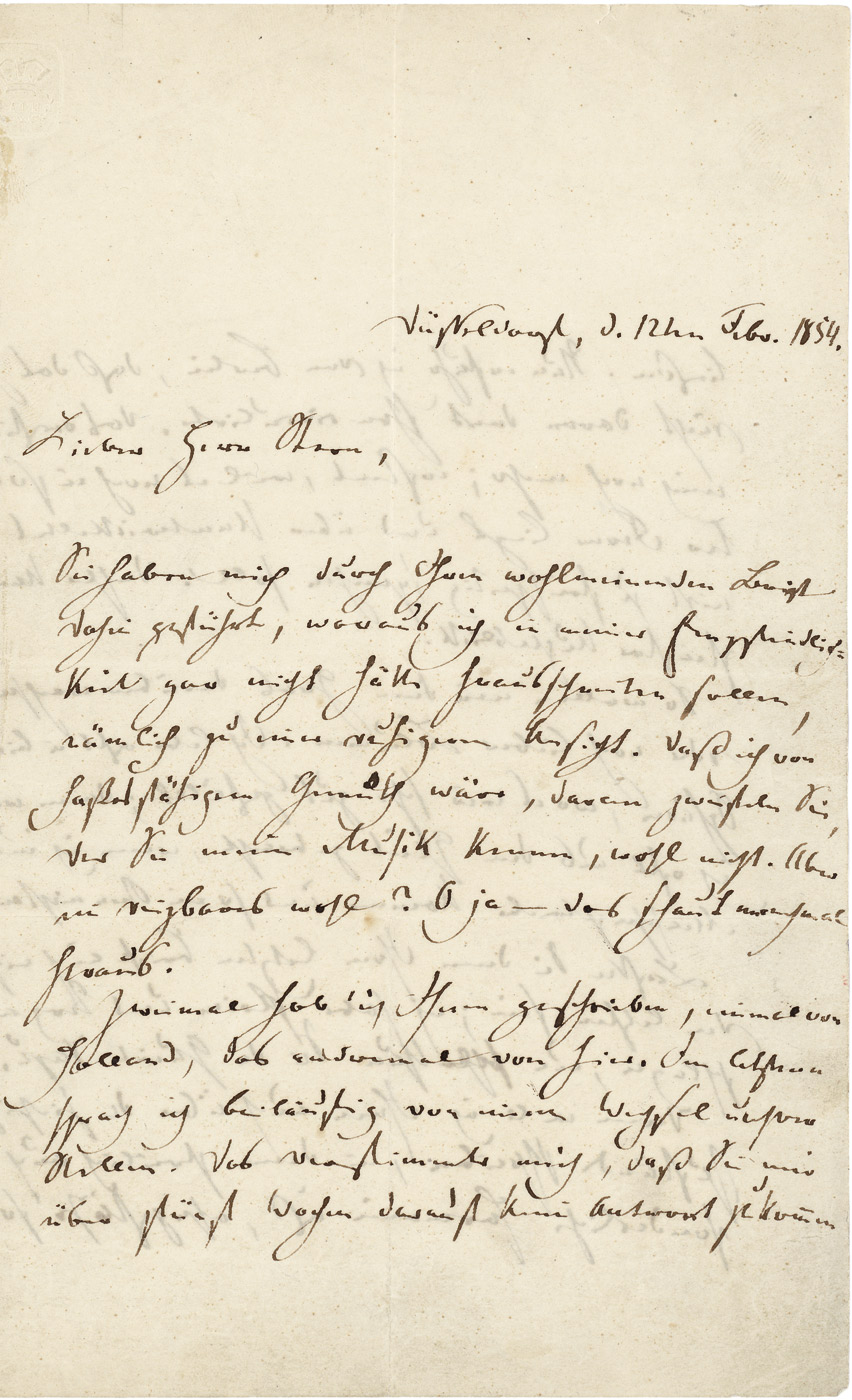 Lot 2773, Auction  115, Schumann, Robert, Brief 1854