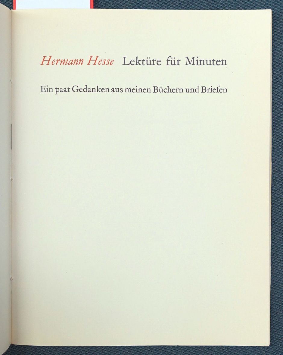 Lot 3175, Auction  115, Hesse, Hermann, Lektüre für Minuten