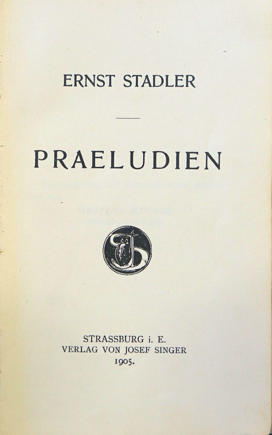 Lot 3428, Auction  115, Stadler, Ernst, Praeludien