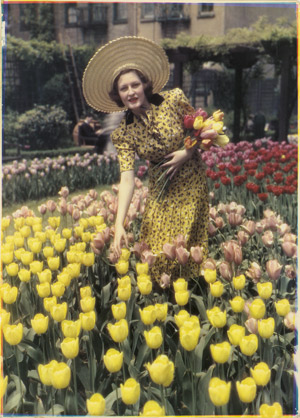 Lot 4098, Auction  115, Color Carbro Print, Singer/actress Josephine Huston  in Tulip Garden at Tudor City, N.Y.C. 
