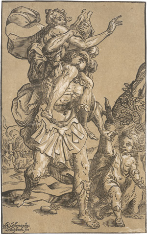 Lot 5050, Auction  115, Büsinck, Ludolph, Aeneas rettet seinen Vater Anchises aus dem brennenden Troja