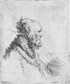 Lot 5189, Auction  115, Rembrandt Harmensz. van Rijn, Kahlköpfiger Greis mit kurzem Bart, im Profil nach rechts