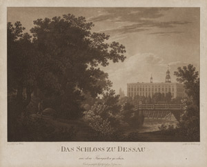 Lot 5282, Auction  115, Haldenwang, Christian, Das Schloss zu Dessau aus dem Thiergarten gesehen