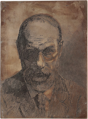 Lot 5384, Auction  115, Scholderer, Otto, Orig. Kupferdruckplatte mit einem Selbstportrait