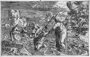 Lot 5519, Auction  115, Französisch, 2. Hälfte 16. Jh. Christus und Petrus auf dem Wasser laufend