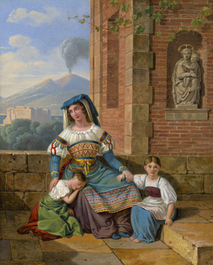 Lot 6037, Auction  115, Schödlberger, Johann Nepomuk, Junge Neapolitanerin mit ihren Töchtern auf einer Terrasse