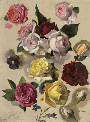 Lot 6048, Auction  115, Küss, Ferdinand, Studie mit Rosenblüten, Stiefmütterchen und Enzian