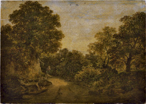 Lot 6092, Auction  115, Krumpigel, Karl, Waldige Landschaft mit Bäuerin auf einem Weg