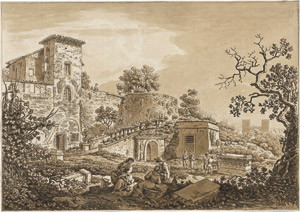 Lot 6252, Auction  115, Italienisch, um 1800. Englischer Gentleman mit Ciceroni an der Via Appia bei Rom 