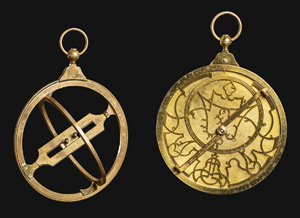 Lot 6285, Auction  115, Ringsonnenuhr und Astrolabium, Tragbare Ringsonnenuhr und Astrolabium