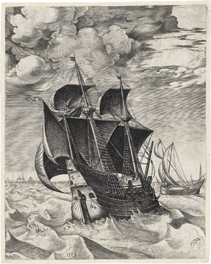 Lot 6357, Auction  115, Bruegel d. Ä., Pieter, Ein niederländisches Frachtschiff und ein Boeier