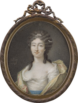 Lot 6491, Auction  115, Le Roy, Bildnis einer jungen Frau mit Perlenschnüren in der lockigen Frisur