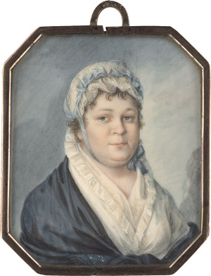 Lot 6501, Auction  115, Russischer Monogrammist LK, um 1800. Bildnis einer Frau mit Doppelkinn und weißer Spitzenhaube 
