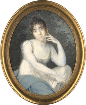 Lot 6508, Auction  115, Molinary, Alexander - In der Art, Bildnis einer jungen Frau in weißem Kleid, in Landschaft sitzend 