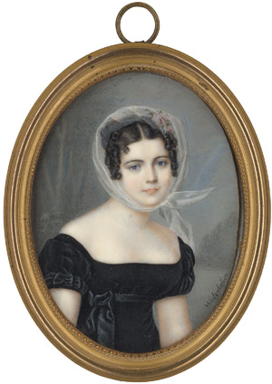 Lot 6512, Auction  115, Winterhalder, A., Bildnis einer jungen Frau in schwarzem Kleid, Rosen und Schleier im Haar