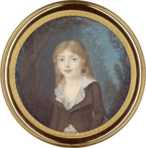 Lot 6520, Auction  115, Französisch, um 1790/1795. Bildnis eines kleinen Jungen mit langem blonden Haar, in brauner Jacke