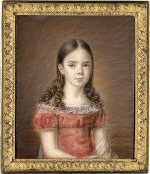 Lot 6541, Auction  115, Andersson, Anders Gustaf, Bildnis eines kleinen Mädchens in lachsorangem Kleid