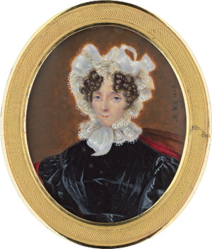 Lot 6547, Auction  115, Hill, M., Bildnis einer Frau mit weißer Spitzenhaube, in schwarzem Kleid