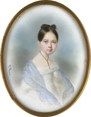 Lot 6553, Auction  115, Othon, José, Bildnis eines Mädchens in weißem Kleid mit hellblauem Gazeschal