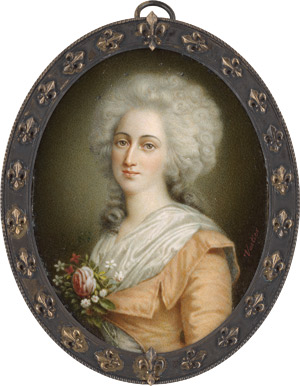 Lot 6570, Auction  115, Europäisch, Bildnis der Madame Élisabeth de France in goldfarbigem Kleid mit Blumenbouquet