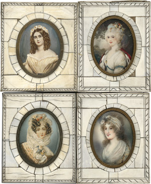 Lot 6574, Auction  115, Europäisch, frühes 20. Jahrhundert. 7 ovale Miniaturen: Frauenbildnisse, darunter 4 nach Stieler 