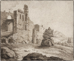 Lot 6643, Auction  115, Niederländisch, 1. Hälfte 17. Jh. Italienische Landschaft mit antiken Ruinen und Häusern