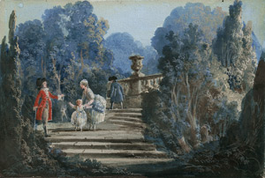 Lot 6687, Auction  115, Moreau, Louis Gabriel - zugeschrieben, Die Marionette: Ein Kavalier überreicht einem Mädchen in einem Palastgarten eine Marionette