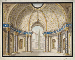 Lot 6722, Auction  115, Italienisch, um 1790. Ruhmeshalle und Blick auf einen Innenhof mit ägyptischem Obelisken
