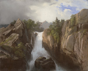 Lot 6739, Auction  115, Coignet, Jules Louis Philippe, Ein Wasserfall in einer alpinen Landschaft
