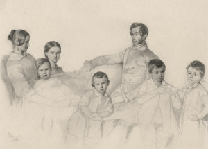 Lot 6759, Auction  115, Baumgärtner, Heinrich, Familienbildnis: Der Künstler mit seiner Frau und den fünf Kindern